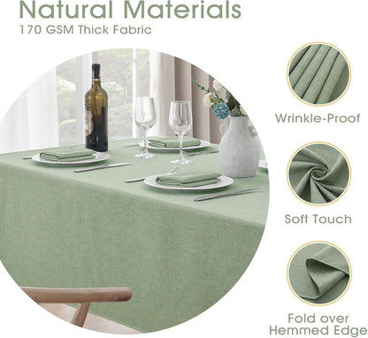 Rectangle Tablecloth Waterproof Linen Textured Table Cloth Stain and Wrinkle Resistant Washable, Decorative Fabric Table Cover for Dining, Party and Camping (Sage Green, 52 * 70)3