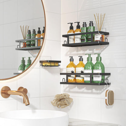 Adhesive Shower Caddy, Black, 3 Pack6