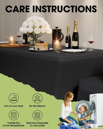 Spandex Tablecloth 6Ft - 6 Pack, Fitted and Stretch Table Cover for Rectangle Tables, Wrinkle-Resistant and Secure Fabric for Outdoor, Picnic, Party, Wedding, Banquet and Birthday, Black5