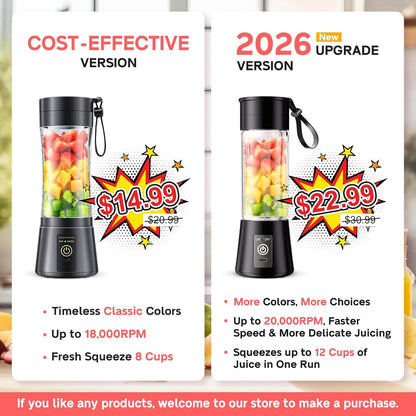 Portable Personal Mini Smoothie Blender - 380Ml Blender in Travel | Lightweight Leak-Proof Small Blender, 6 Steel Blades Juice Cup, Powerful Quick Blend, Bpa-Free, Suit in Picnic/Sports/Office6