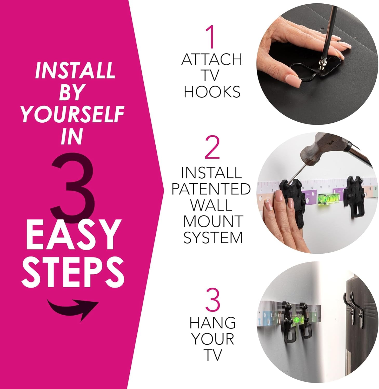 hangsmart-tv®-wall-mount-no-stud-original-patented-easy-install-diy-for-19-100-tvs-holds-up-to-150lbs-fits-most-led-lcd-flat-screens-monitors-includes-hardware