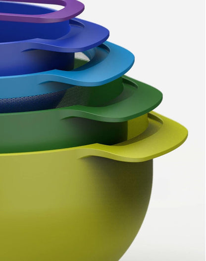 Joseph Joseph Nest 9 Plus, 9 Piece Compact Food Preparation Set with Mixing Bowls, Measuring Cups, Sieve and Colander, Multicolor4