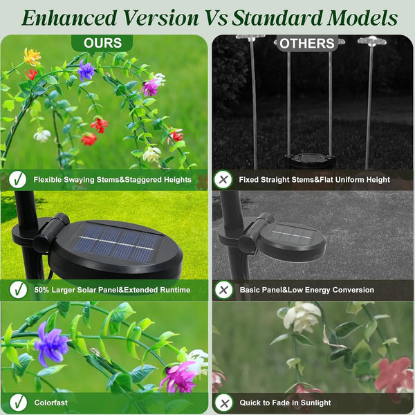 Solar Garden Lights Outdoor Waterproof, 4 Pack Solar Flower Lights Outdoor with Multicolor Eucalyptus Flowers & 2 Lighting Modes, Decorative Solar Lights Outdoor for Yard Patio Lawn Decor, Gifts7