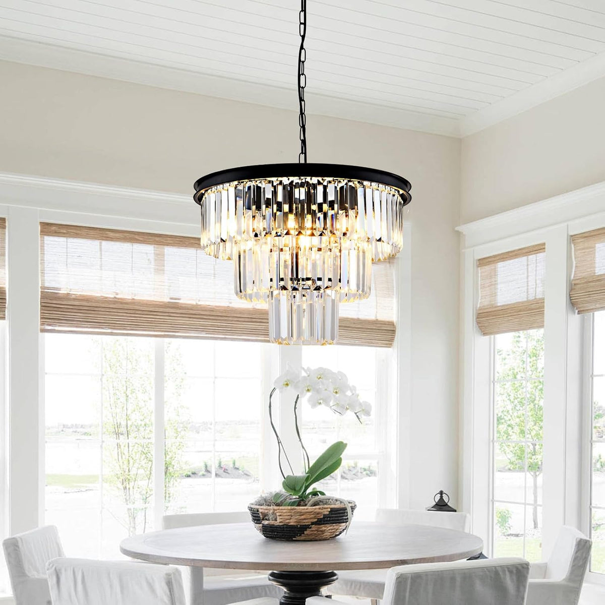 8-light-modern-crystal-chandelier-20-black-chandeliers-for-dining-room-contemporary-pendant-light-fixture-round-3-tier-adjustable-height-e12-for-living-room-foyer-entryway-bedroom