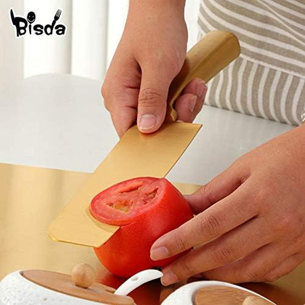 Meat Cleaver,Cleaver Knife, 6.3 Inch Stainless Steel Chef Knives Kitchen Utensil Fruit Vegetable Chopping Kitchen Knife Cooking Accessories Kit Cleaver(Gold 1Pc)3