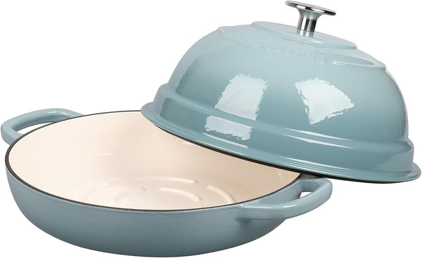 Enameled Cast Iron Dutch Oven Pot with Lid, round Bread Oven for Homemade Sourdough Bread Baking, 6 Quart, Seasalt2