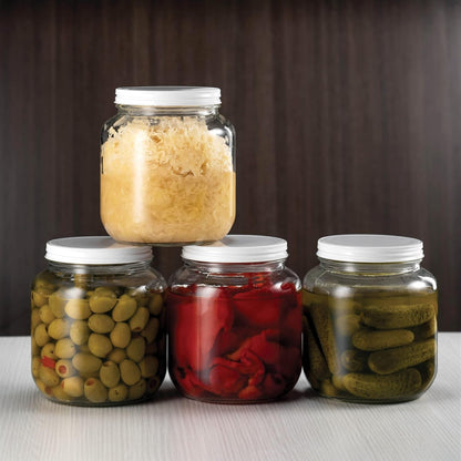 64 Oz Mason Jar, Half Gallon Jar, Wide Mouth, Clear, 4 Pack | Half Gallon Mason Jar, Airtight Metal Lid, 4 in Wide Mouth, Usa-Made Soda-Lime Glass, Canning, Fermenting, Dry Food Storage3
