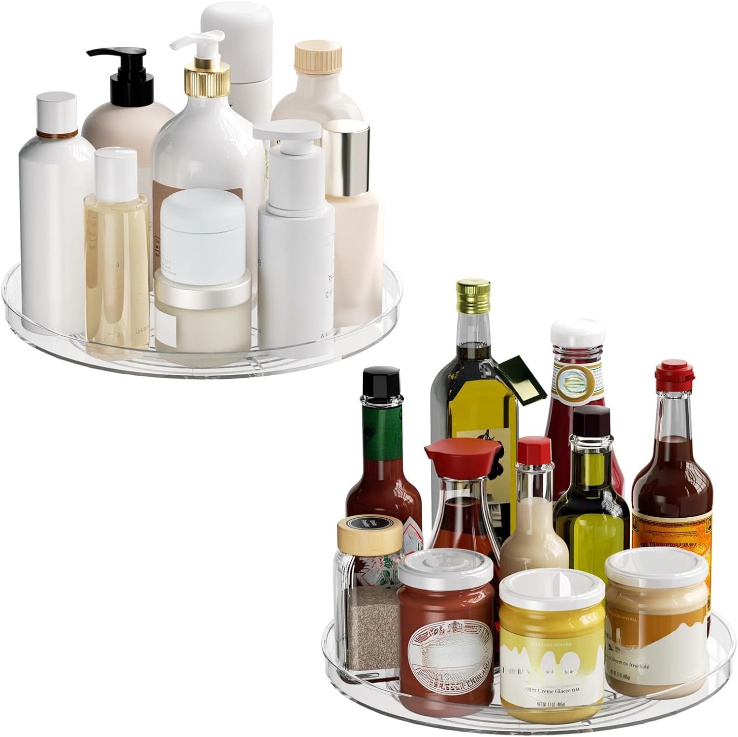2-pack-lazy-susan-organizer-turntable-clear-9-inch-rotating-organizer-tray-for-cabinet-table-top-round-non-skid-refrigerator-lazy-susan-kitchen-storage-for-pantry-countertop-bathroom-spice-rack