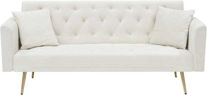 71" Modern Velvet Sofa Bed Futon, Convertible Sleeper Couch, Adj. Backrest9