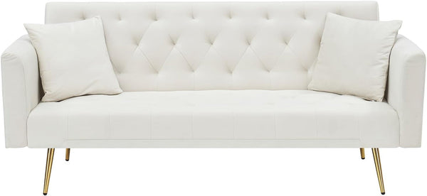 71" Modern Velvet Sofa Bed Futon, Convertible Sleeper Couch, Adj. Backrest9