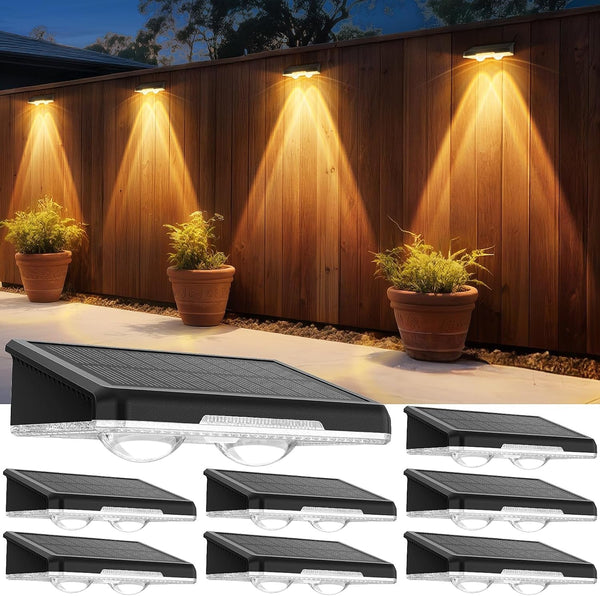 Solar Fence Lights Outdoor, 8 Pack, 3 Color Modes, IP65 Waterproof1