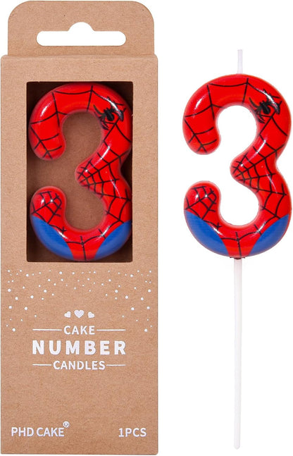 2.76 Inch Number 3 Spider Birthday Candles, Spider Cartoon Themed Number Candles, Cake Number Candles, Party Celebration1