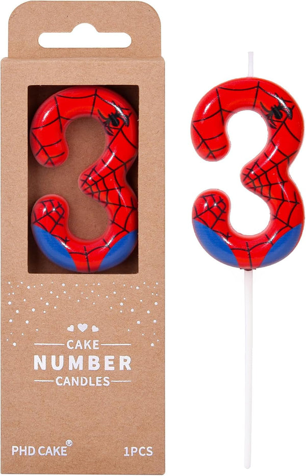 2.76 Inch Number 3 Spider Birthday Candles, Spider Cartoon Themed Number Candles, Cake Number Candles, Party Celebration1