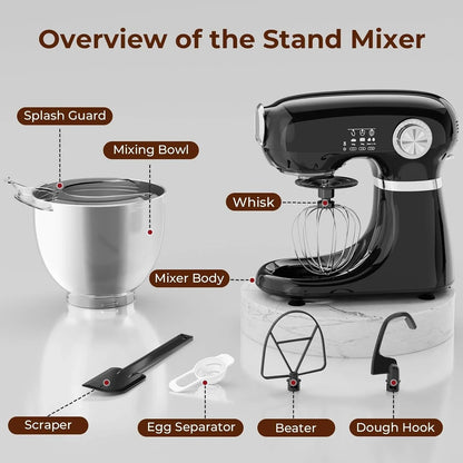5.3 Quart Electric Stand Mixer with 12 Speed, Low Noise | Electric Mixer with Tilt Head, Kitchen Mixer for Daily Use with Egg Whisk, Dough Hook, Flat Beater, Anti-Slip Suction Cup7