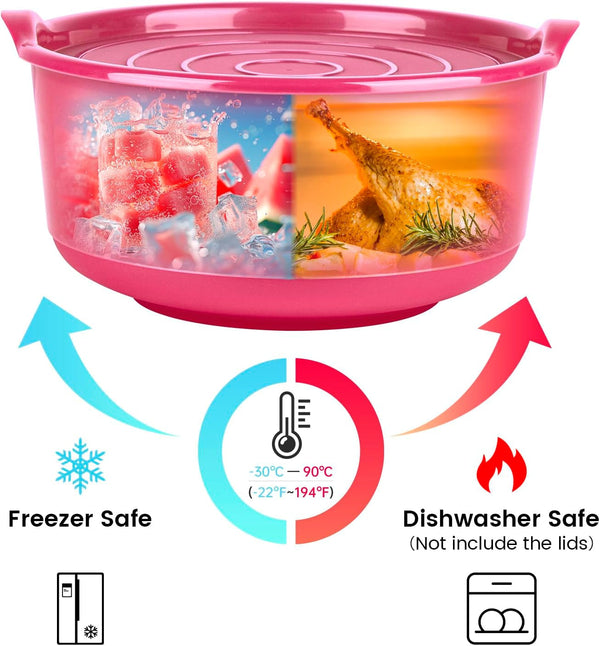 5PC Mixing Bowls Set with Lids | Ombre Pink Bpa-Free Nesting Salad & Meal Prep Bowls for Mixing, Serving & Storage (0.74 QT - 4.65 QT) Dishwasher Safe (Lids Not Microwave-Safe)8