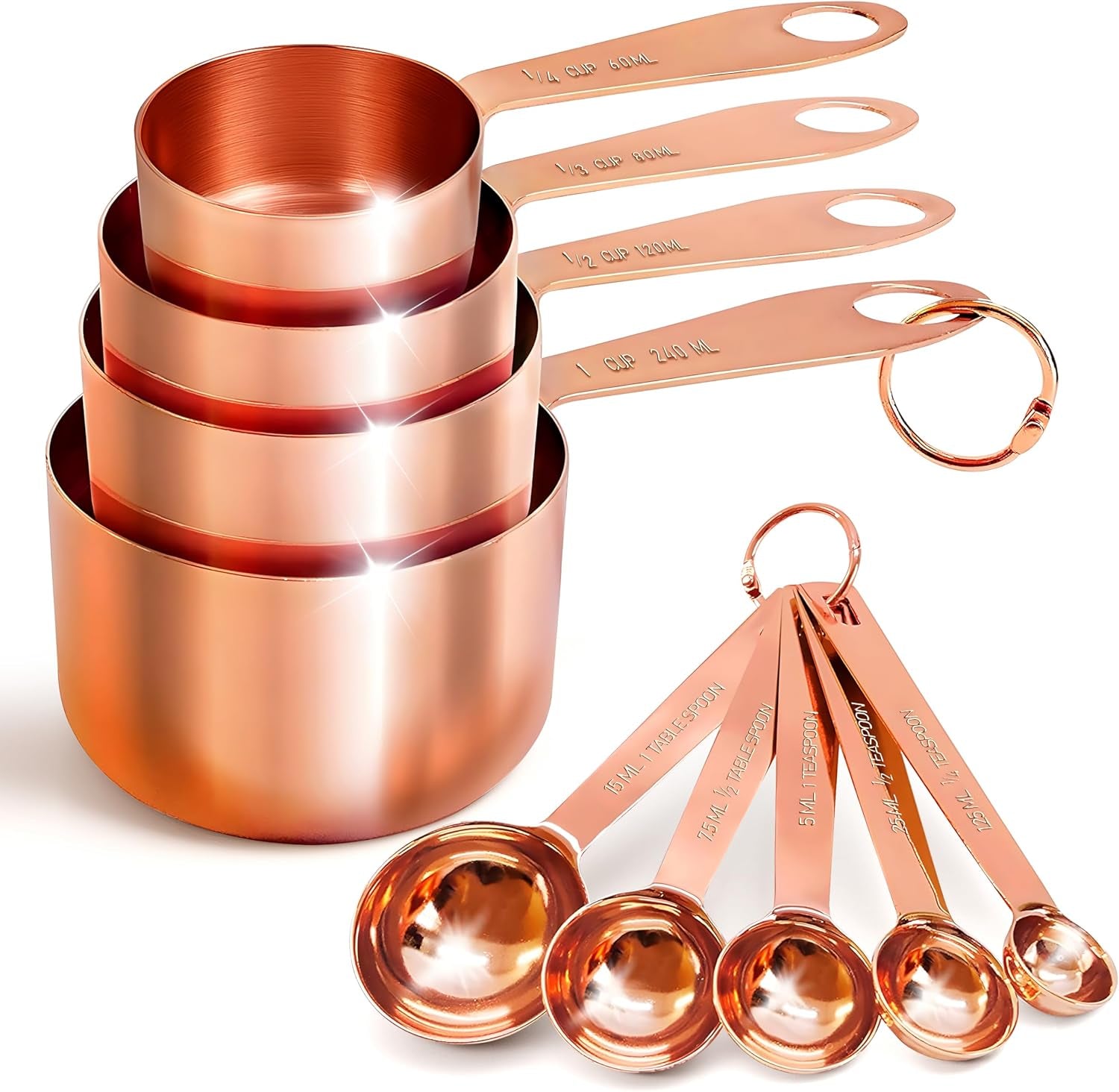 measuring-cups-and-spoons-set-of-9-utensils-for-dry-and-liquid-ingredients-copper-kitchen-accessories-rose-copper-decor-for-home-stackable-sturdy-stainless-steel