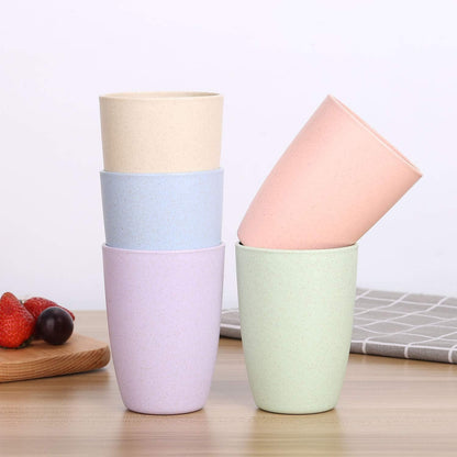 Wheat Straw Unbreakable Cup (12 Oz) - Reusable Drinking Glasses Set of 5 - Dishwasher Safe Tumbler - BPA Free & Eco-Friendly (5Pcs)2