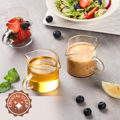 4 Oz Espresso Cups Set of 2 Double Spout with Handle Coffee Bar Accessories | Food-Grade Clear Durable Glass, Easy to Clean, Smooth Pouring, Ideal for Coffee, Desserts and Salad Dressing5