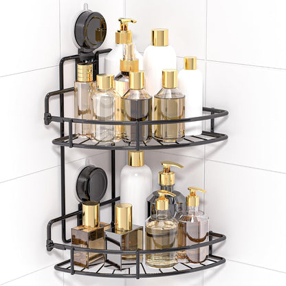 Shower Caddy Suction Cup, 2 Pack Suction Shower Shelf, Black1