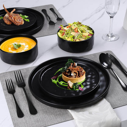 12 Pieces Stoneware Dinnerware Set for 4, Obsidian Matte Black3