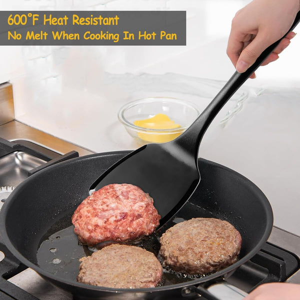 Silicone Spatula Set,600°F Heat Resistant Solid Turner, 2Pc Black6