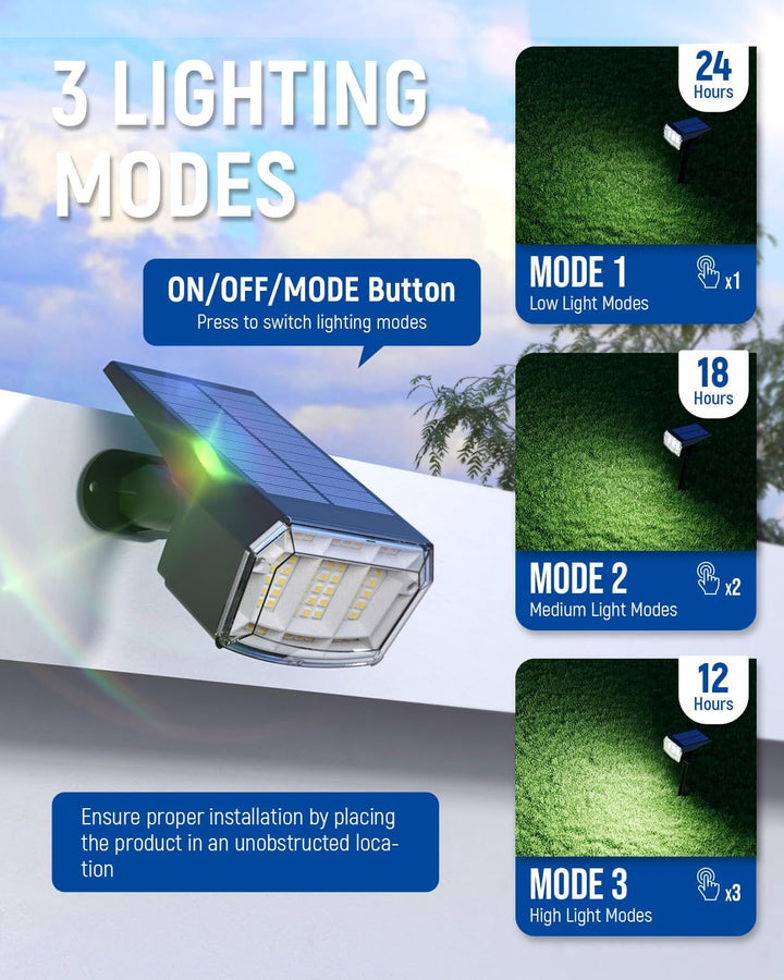 Solar Spot Lights Outdoor Waterproof, 4 Packs, Cool White+2