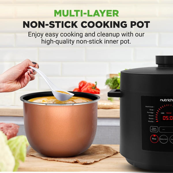 Electric Pressure Cooker 6 Quart Capacity | 9 Function Digital Countertop Pressure Cooker | Adjustable Time & Temperature | Cook, Bake, Steam, Broil, & Braise | 13.1 X 11.4 in | Black6