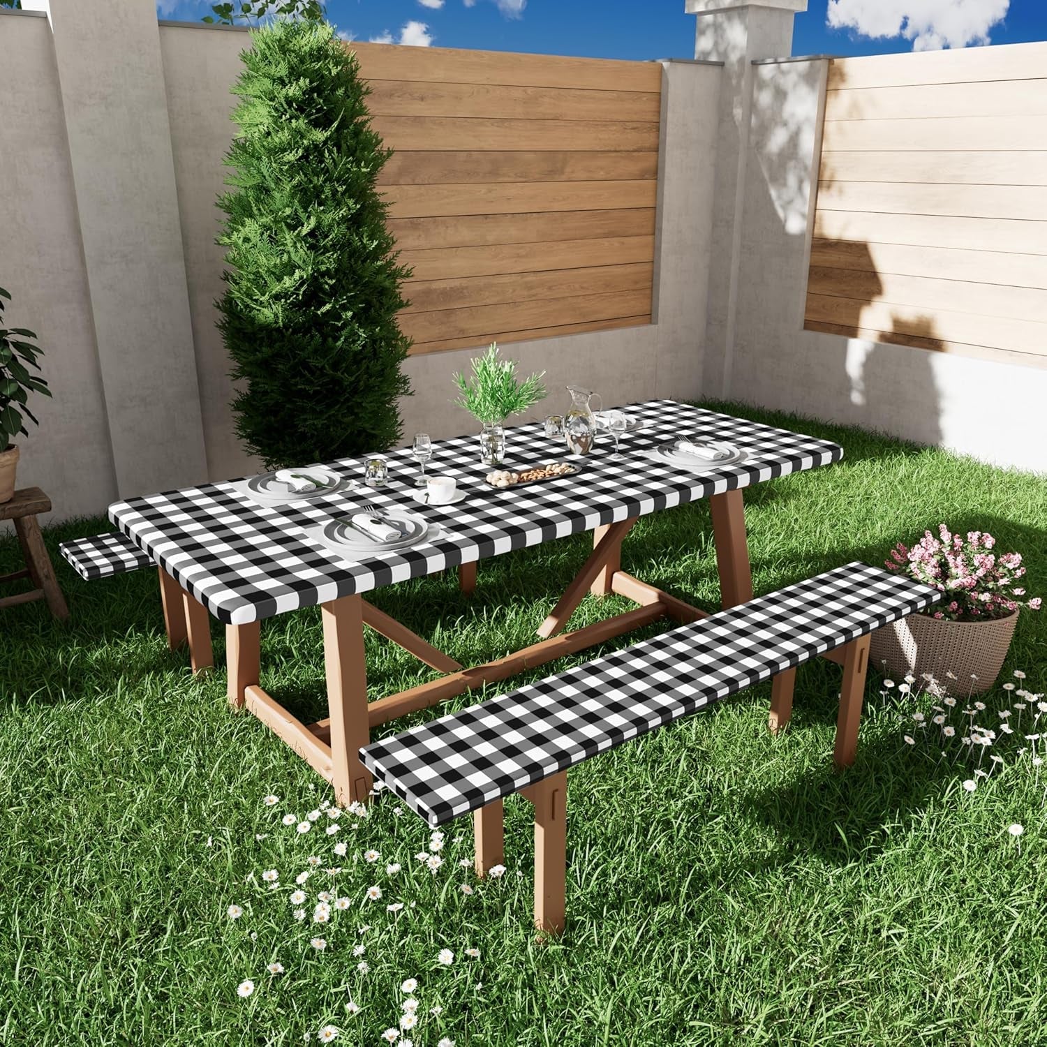 6ft-picnic-table-cover-with-bench-covers-elastic-fitted-tablecloth-waterproof-washable-rectangle-tablecloths-buffalo-plaid-tablecloth-for-dining-camping-outdoor-black-white-30-x-72