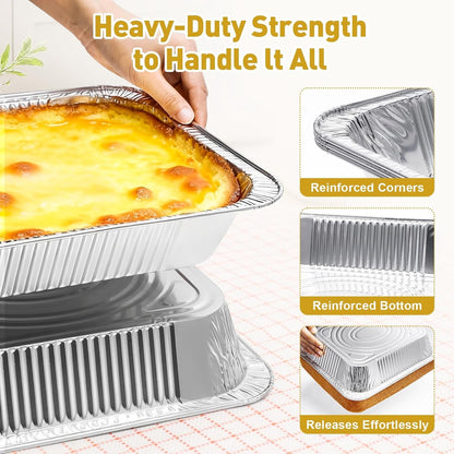 60 Pack 9X13 Inch Aluminum Pans, Disposable Foil Pans | Baking Aluminum Trays, Food Grade Heavy Duty Tin Foil Pans for Baking, Roasting, Cooking, Meal Prep and Freezer, Steam Tables4