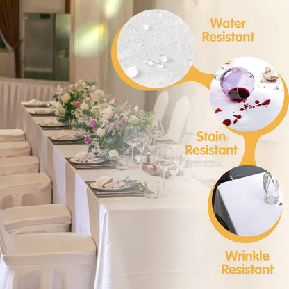 6 Pack White Tablecloths 60X102 Inch for 6Ft Rectangle Tables3