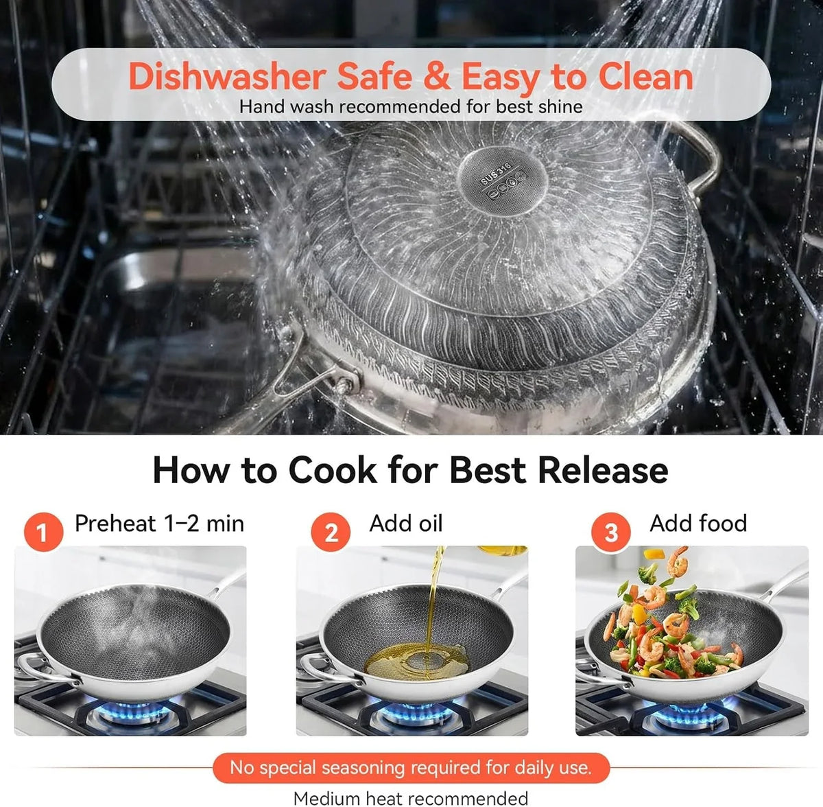 stainless-steel-wok-pan-with-lid-12-6-inch-honeycomb-hybrid-nonstick-stir-fry-pan-tri-ply-clad-skillet-for-induction-electric-gas-stove-dishwasher-safe-no-seasoning-needed-serves-3-4