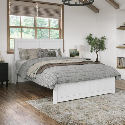 , Canyon Queen Platform Bed with Matching Footboard, White1