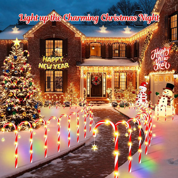 Solar Candy Cane Lights 10-Pack Outdoor Christmas Decorations6