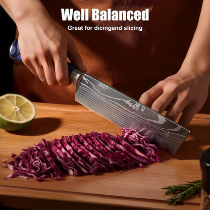 Purple 7 Inch Nakiri Knife, Ultra Sharp Vegetable Chopping Cleaver6