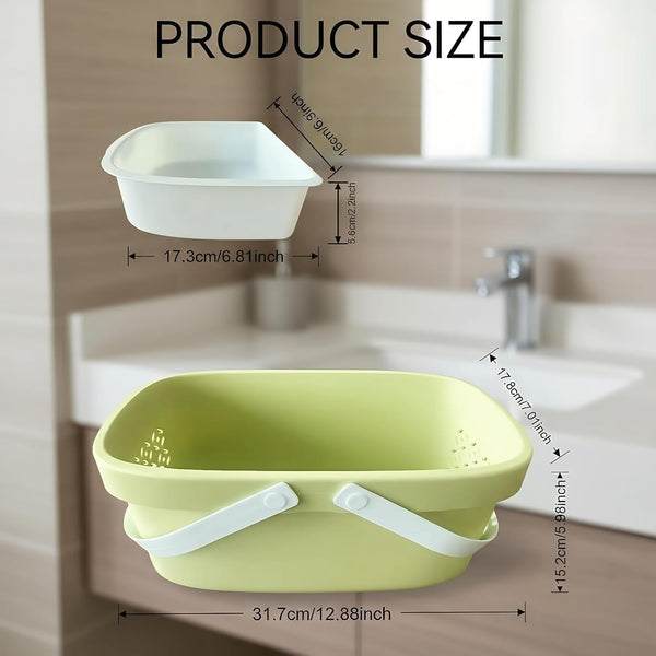 Plastic Shower Caddy Basket,Storage Basket with Handle Green6