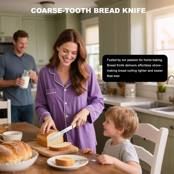 2-Pack Bread Knife & Bread Lame Set: 8" Premium Stainless Steel Serrated Knives Blade with Wood Handle for Homemade Bread, Sourdough Tomato, Bagel + Dough Scoring Tool for Razor Sharp Carving3