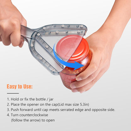 Patented Jar Opener, Ideal for Weak Hands & Seniors with Arthritis | Effortlessly Opens 0.2"-5.3" Stubborn Lids & Screw Bottle Caps, Handheld Manual, Durable 304 Stainless Steel (Blue)7