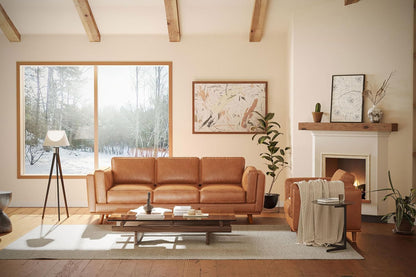 Valencia Artisan Full Leather Sofa 88” - Pure Full Italian Nappa Leather Couch, Solid Wood Accent, Ultimate Comfort, Cognac Tan4