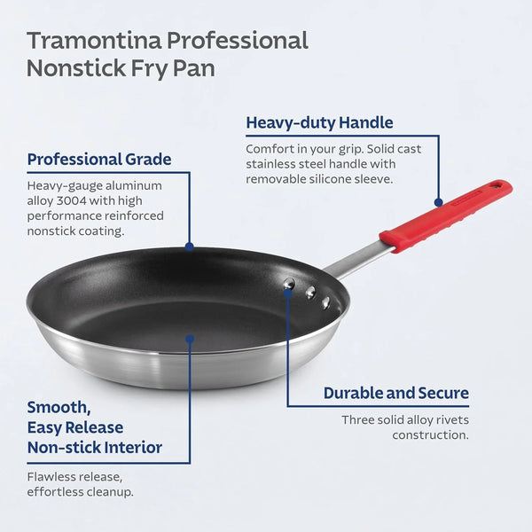 Professional 12-Inch Non Stick Large Frying Pan | Heavy-Gauge Aluminum Skillet with Reinforced Nonstick Coating, Red Handle, Dishwasher and Oven Safe, Made in Brazil3
