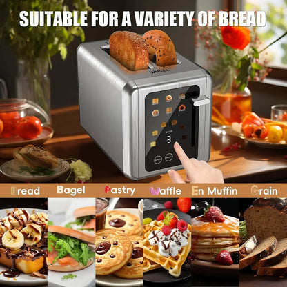 2 Slice Toaster, Smart Full Touch Screen, Extra Wide Slots, Silver | Stainless Steel, 6 Shade Settings, Reheat/Defrost/Mute/Standby/Cancel, Bread Bagel Gluten-Free Waffle Pastry, Digital Timer4