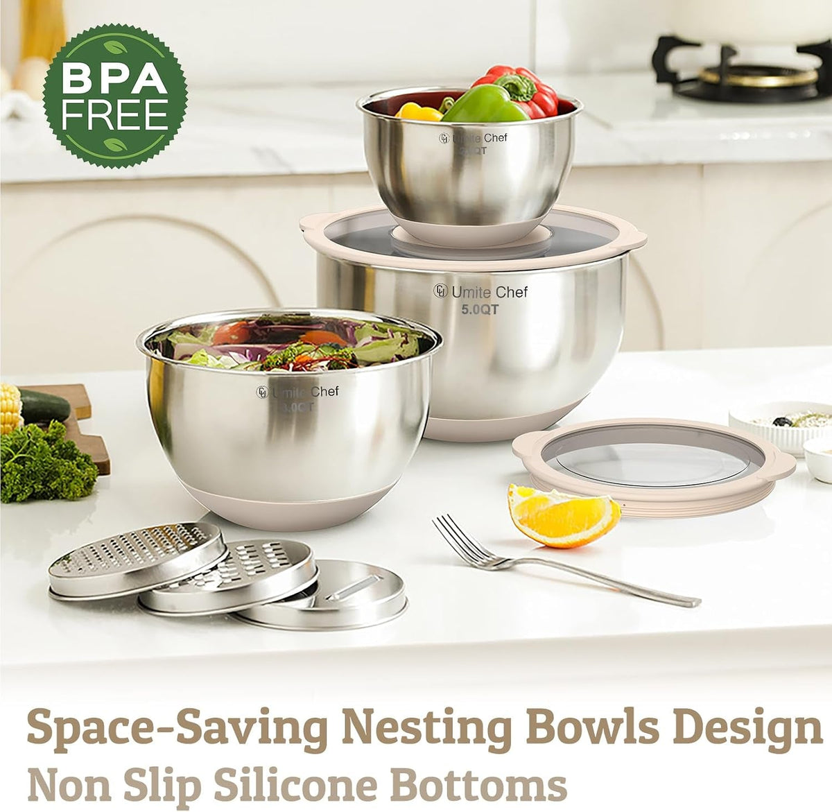 mixing-bowles-set-with-lids-set-warp-proof-tpr-as-lids-stainless-steel-mixing-bowl-with-3-graters-measuring-lines-non-slip-bowls-for-baking-prep-airtight-food-storage-khaki-5-3-2-1-5-0-63qt