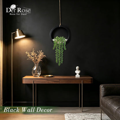 2 Pack 16" Artificial Hanging Plants in Black Pots for Wall Decor | Hanging Succulents Plants，Faux String of Pearls Plants,Great for Bathroom Bedroom Living Room Boho Wall Decor，Fresh All Year5