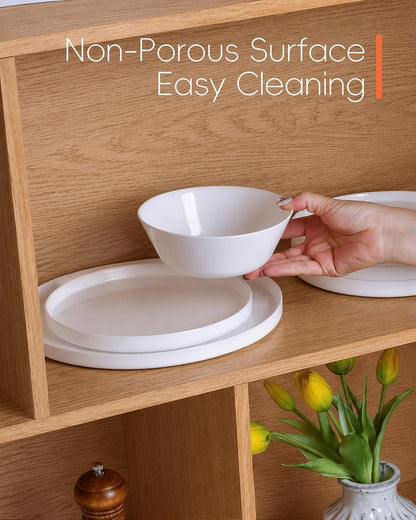 Dinnerware Sets for 4, 12 Piece White Opal Glass Dish Set5