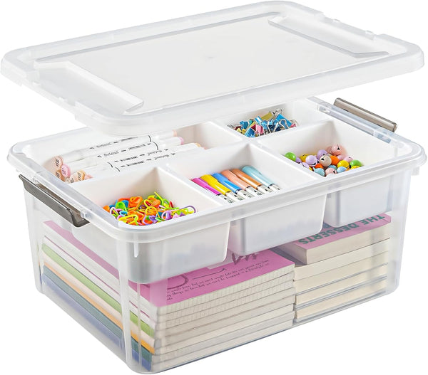 17 QT Stackable Clear Craft Organizers and Storage Box with Removable Tray1