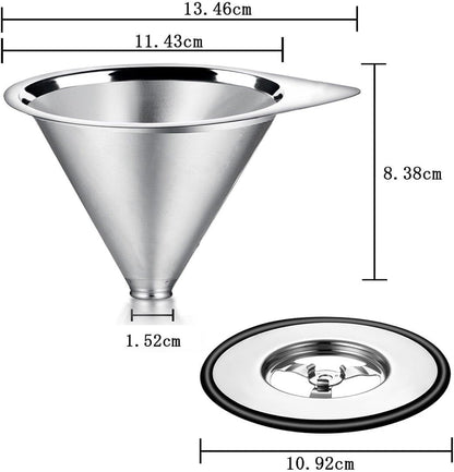 Pour over Coffee Dripper Stainless Steel Coffee Filter Metal Cone Filter Paperless Reusable Coffee Filter Single Cup Coffee Maker 1-2 Cup with Non-Slip Cup Stand and Cleaning Brush3