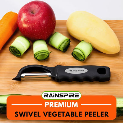 Swivel Vegetable Peeler Soft Comfort Handle Sturdy Long-Lasting 1Pcs Black | Dishwasher Safe Gift for Cooks Potato Peeler for Kitchen Carrot Peeler Fruit Veggie Peeler Sharp Stainless Steel Blades8
