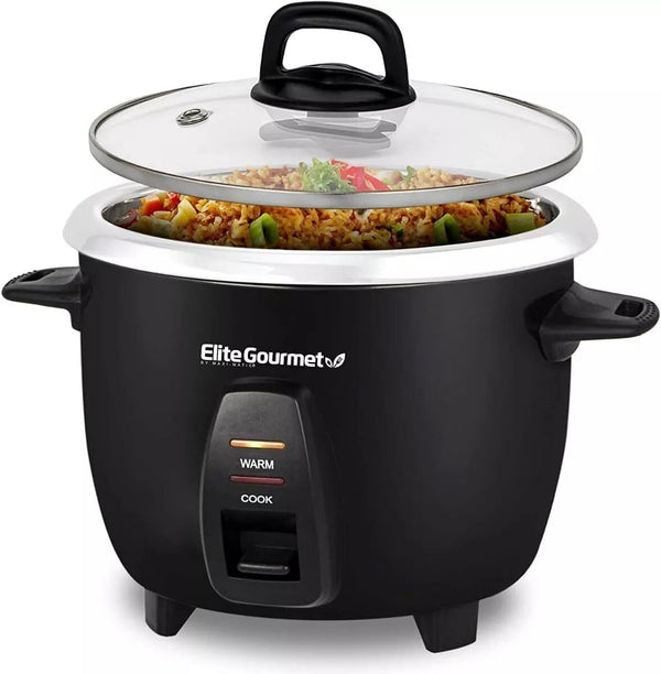 ERC2010B Rice Cooker, Stainless Steel, Black, 10 Cups Cooked | 5 Cups Uncooked - Also Makes Soups, Stews, Porridges, Grains and Cereals for Versatile Cooking1