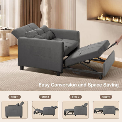 3-In-1 Sleeper Chair Bed Convertible Sofa, Dark Gray4