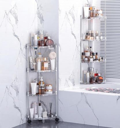 Corner Shower Caddy Standing 4-Tier Shower Organizer with Hooks6