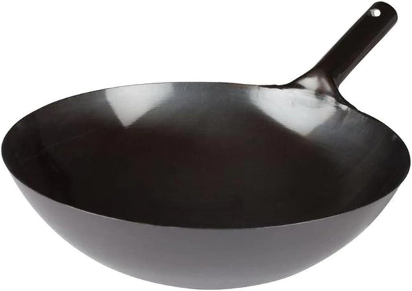 16" Black Carbon Steel Commercial Wok | Integral Handle, Even Heat Distribution, Great for Stir Fry, Sauteing, Frying and Restaurant Kitchens1